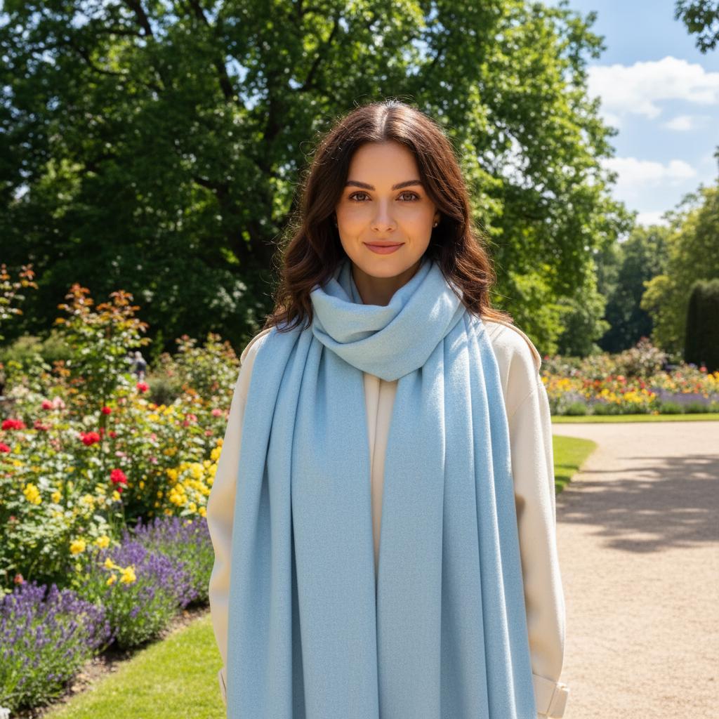 Aqua Blanket Shawl - Thick Wide Scarf - Pashmina Super Soft Wrap