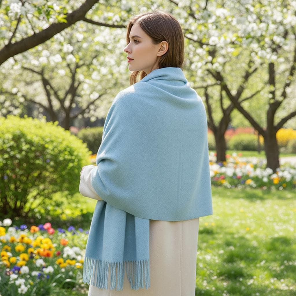 Aqua Blanket Shawl - Thick Wide Scarf - Pashmina Super Soft Wrap