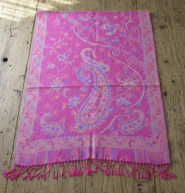 Reversible Soft Pashmina Shawl & Scarf for Women, Jacquard Brocade, Shawl, Sarong or Head Wraps