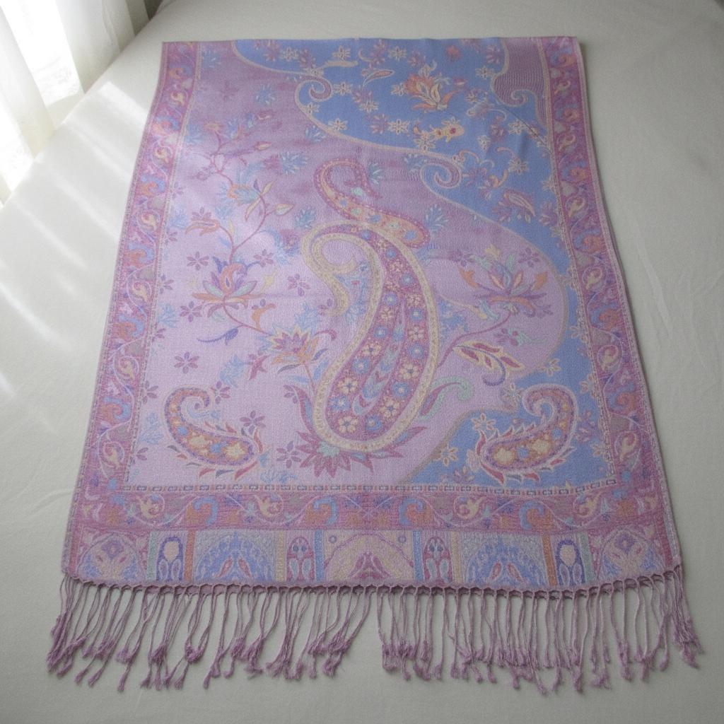 Reversible Soft Pashmina Shawl & Scarf for Women, Jacquard Brocade, Shawl, Sarong or Head Wraps