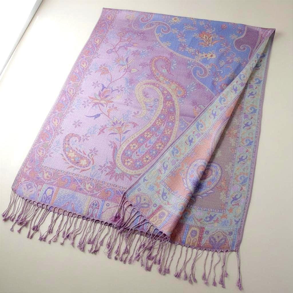 Reversible Soft Pashmina Shawl & Scarf for Women, Jacquard Brocade, Shawl, Sarong or Head Wraps