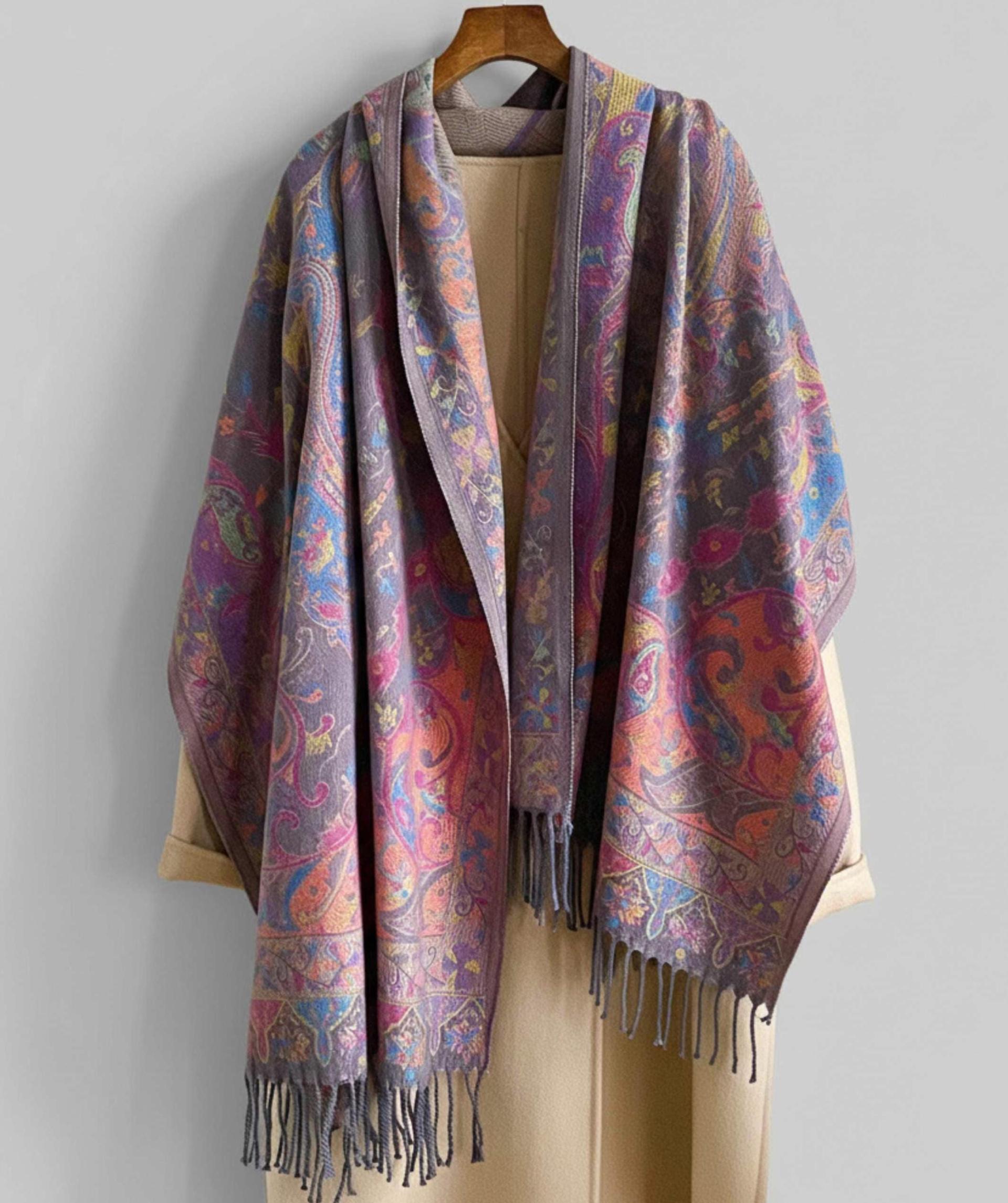 Thick Pashmina Shawl & Scarf for Women, Jacquard Brocade, Blanket Shawl, Wrap