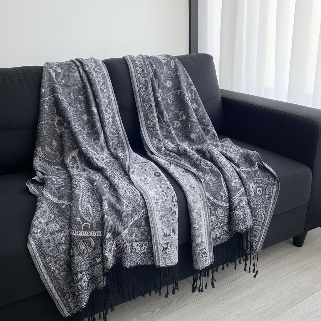 Soft Pashmina Shawl & Scarf for Women, Jacquard Brocade, Blanket Scarf, Head Wraps