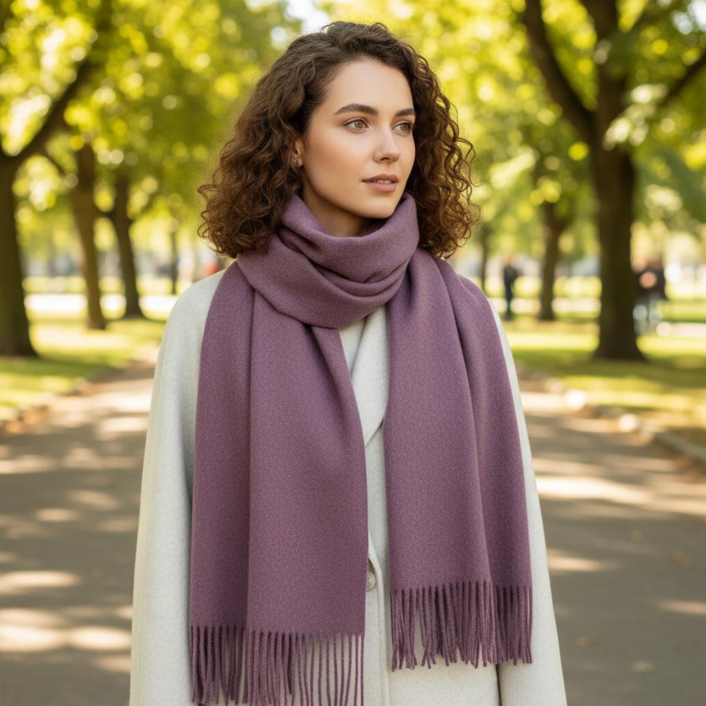 Purple Blanket Shawl - Thick Wide Scarf - Super Soft Wrap