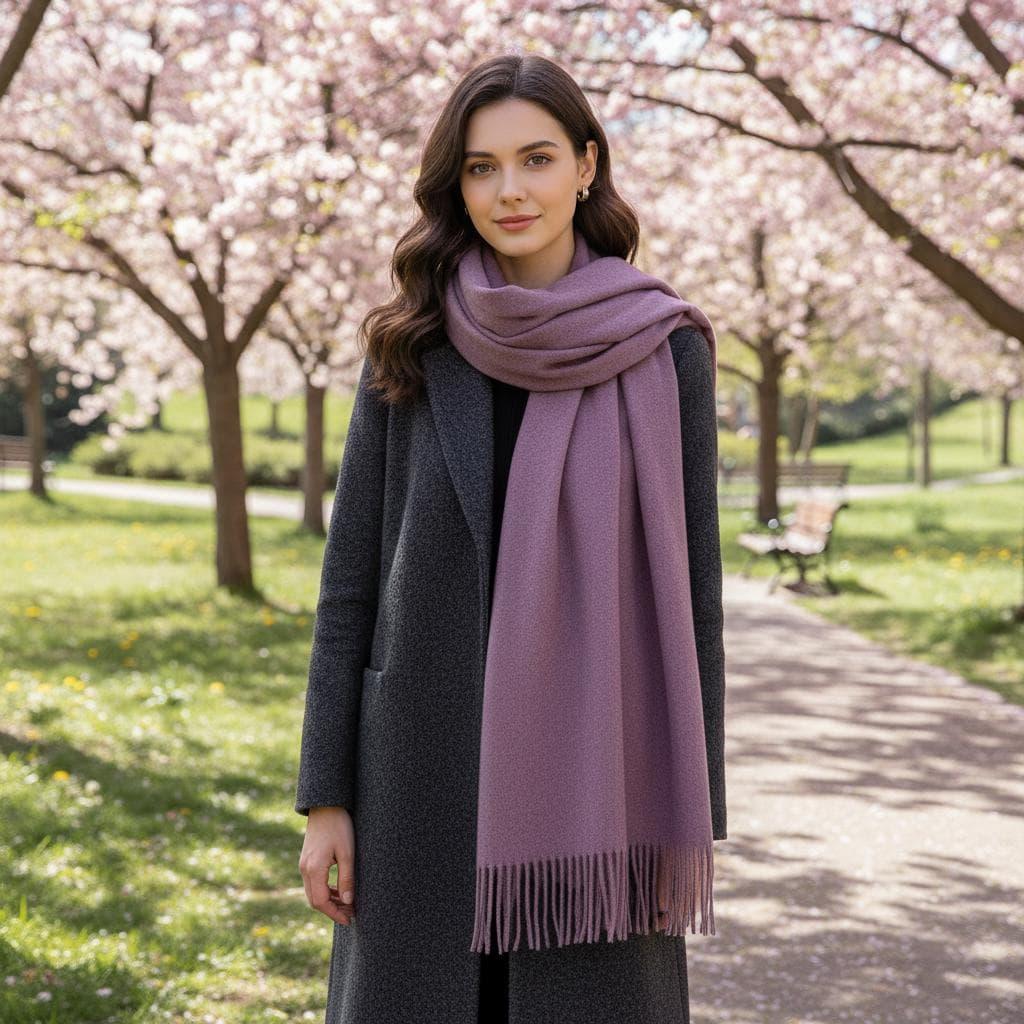 Purple Blanket Shawl - Thick Wide Scarf - Super Soft Wrap
