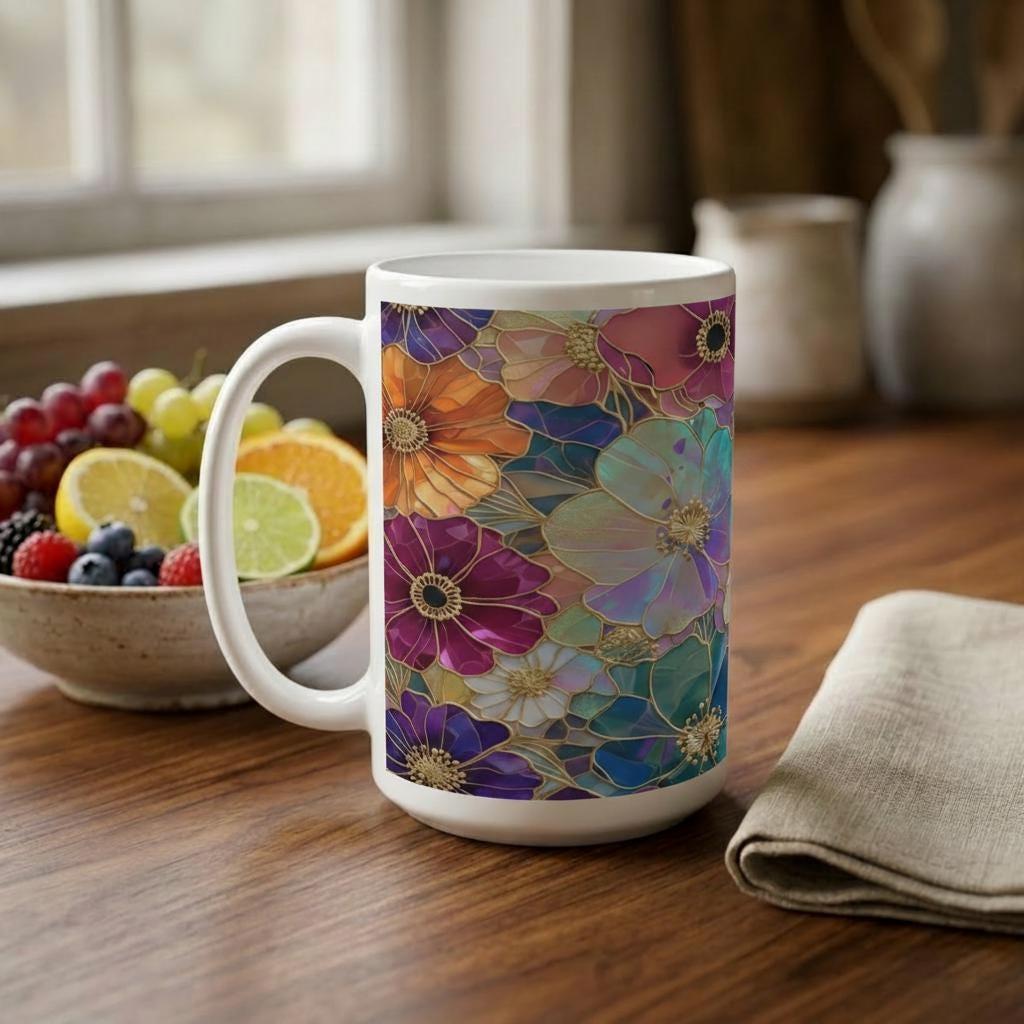 Floral Cups -  Large and Small Ceramic Mugs