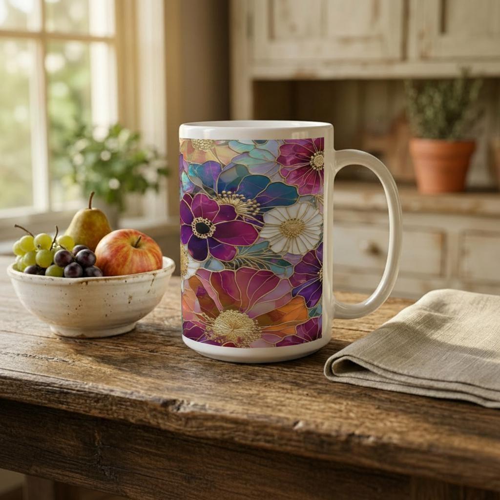 Floral Cups -  Large and Small Ceramic Mugs