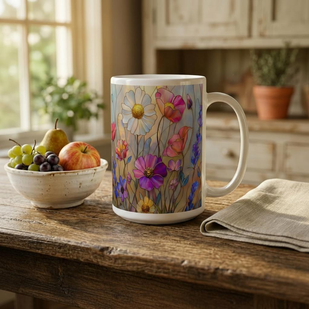 Floral Cups -  Large and Small Ceramic Mugs