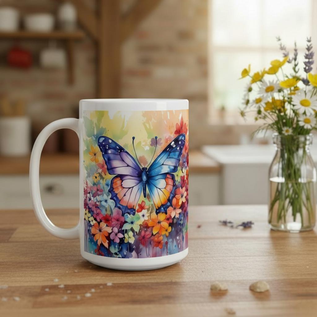 Butterfly  - Large and Small Ceramic Mugs