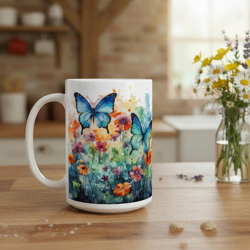 Butterfly - Large and Small Ceramic Mugs