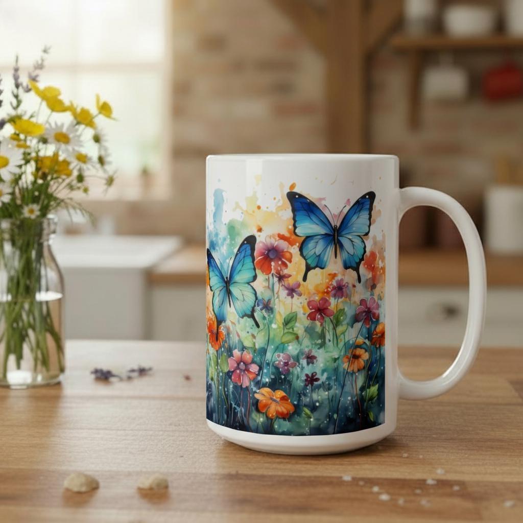Butterfly - Large and Small Ceramic Mugs