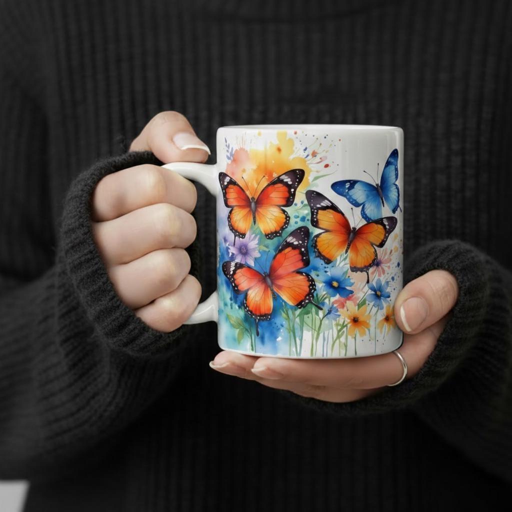 Butterfly - Large and Small Ceramic Mugs