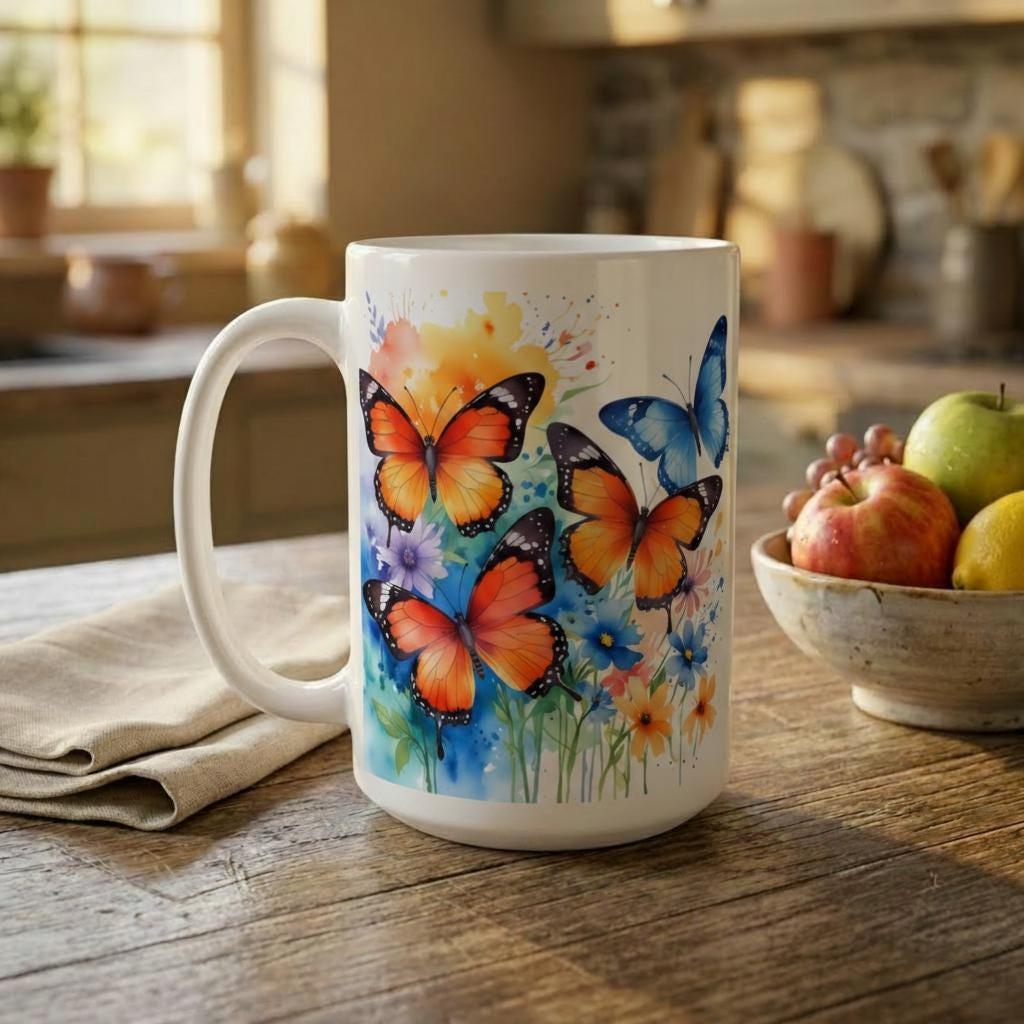 Butterfly - Large and Small Ceramic Mugs