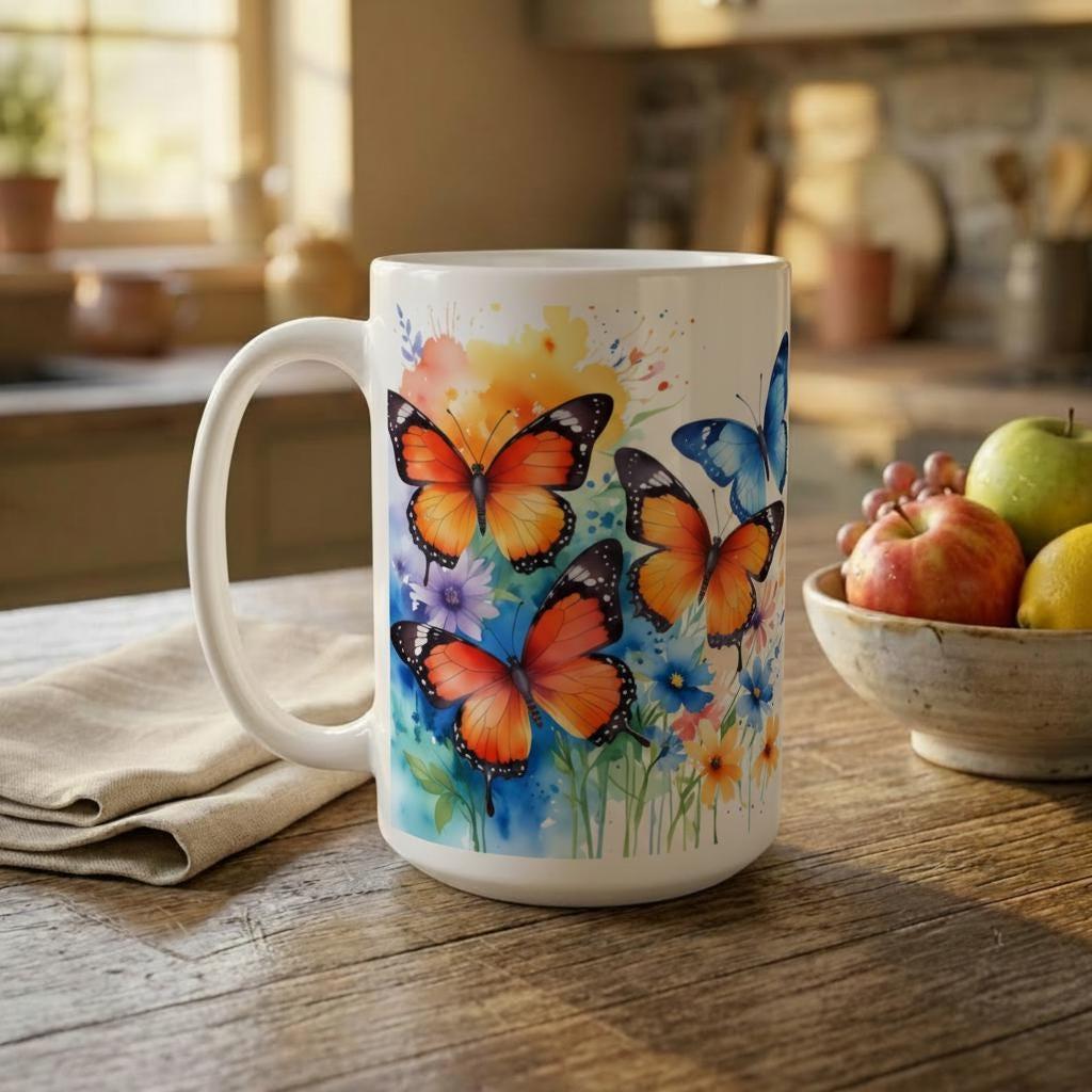 Butterfly - Large and Small Ceramic Mugs