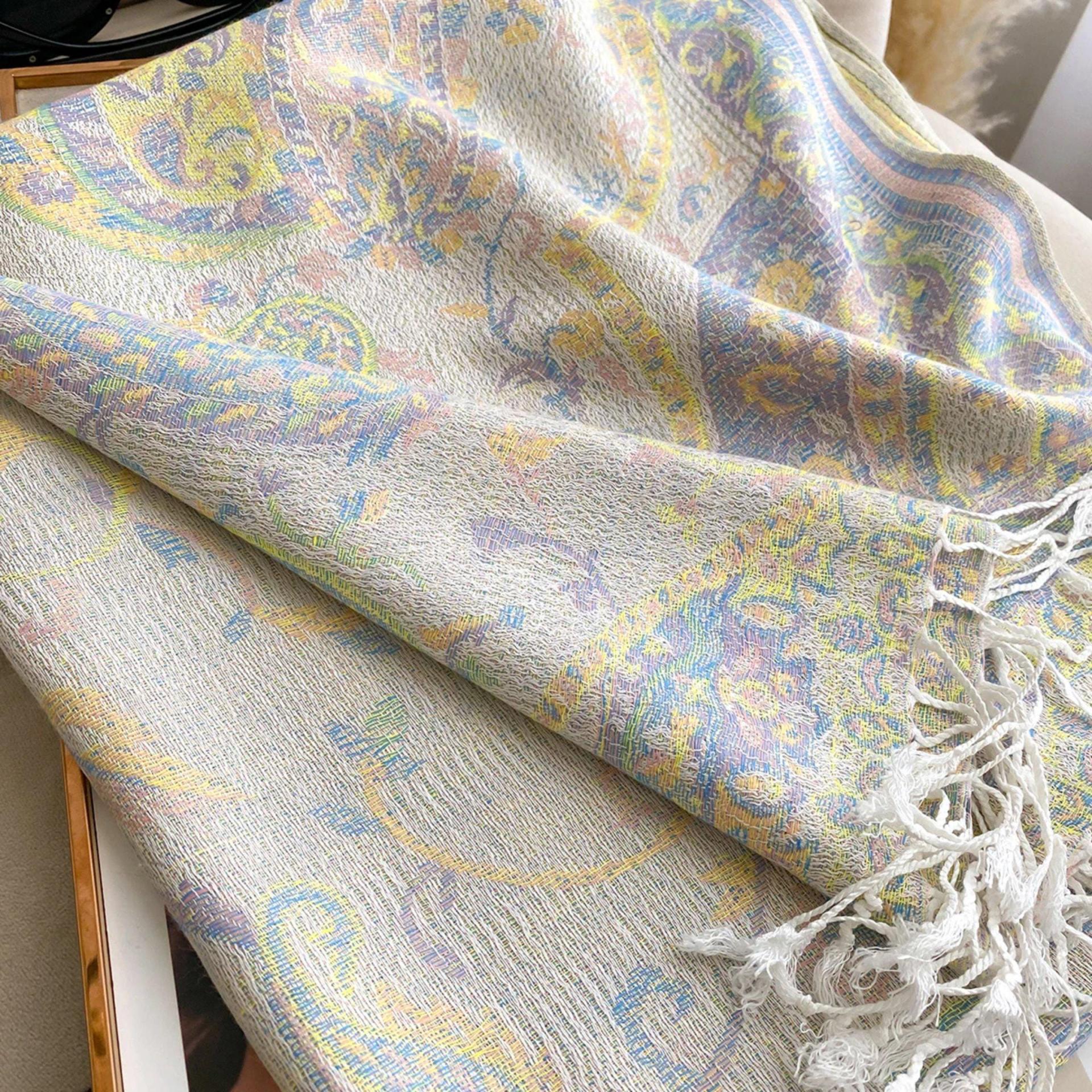 Soft Pashmina Shawl & Scarf for Women, Jacquard Brocade, Shawl, Sarong or Head Wraps