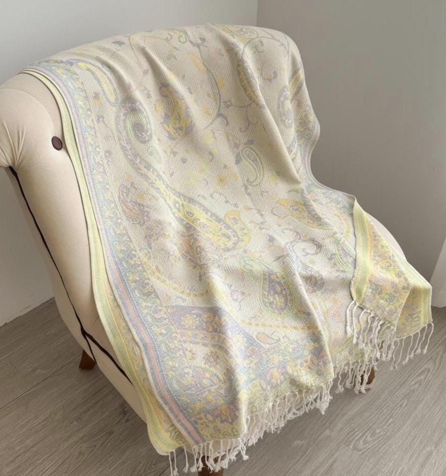 Soft Pashmina Shawl & Scarf for Women, Jacquard Brocade, Shawl, Sarong or Head Wraps