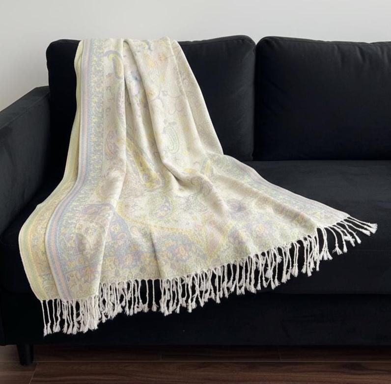 Soft Pashmina Shawl & Scarf for Women, Jacquard Brocade, Shawl, Sarong or Head Wraps