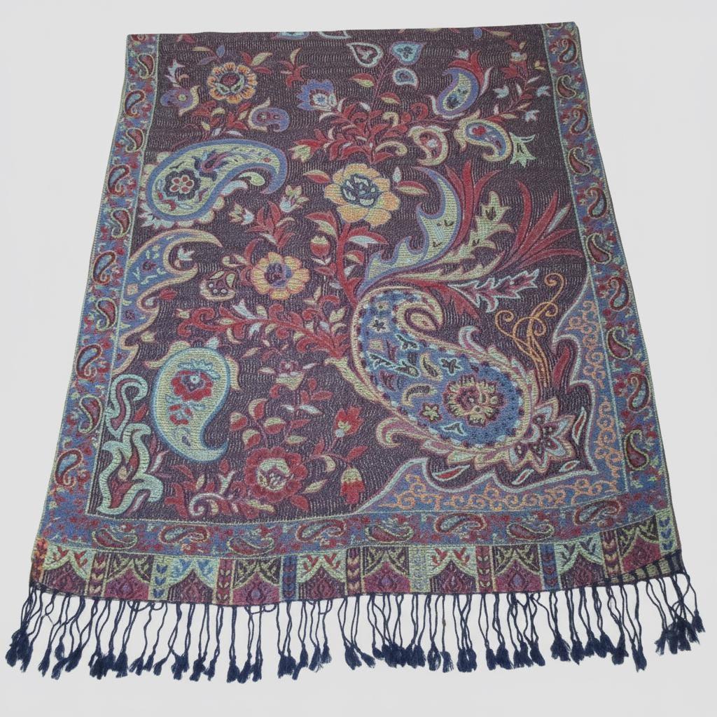 Reversible Soft Pashmina Shawl & Scarf for Women, Jacquard Brocade, Shawl, Sarong or Head Wraps
