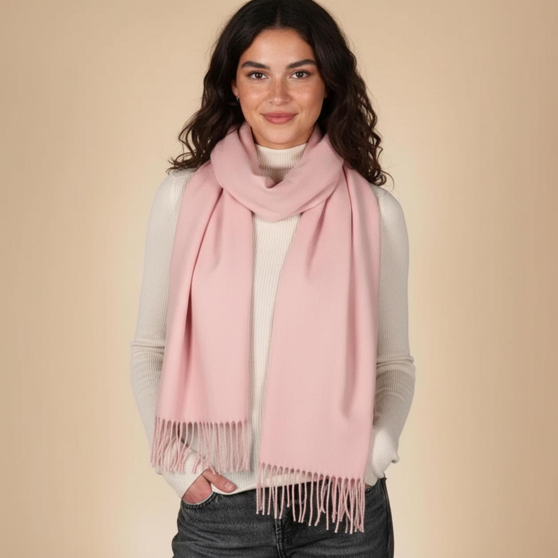 Pink Pashmina, Blanket Shawl - Lightweight Wide Scarf and Wrap