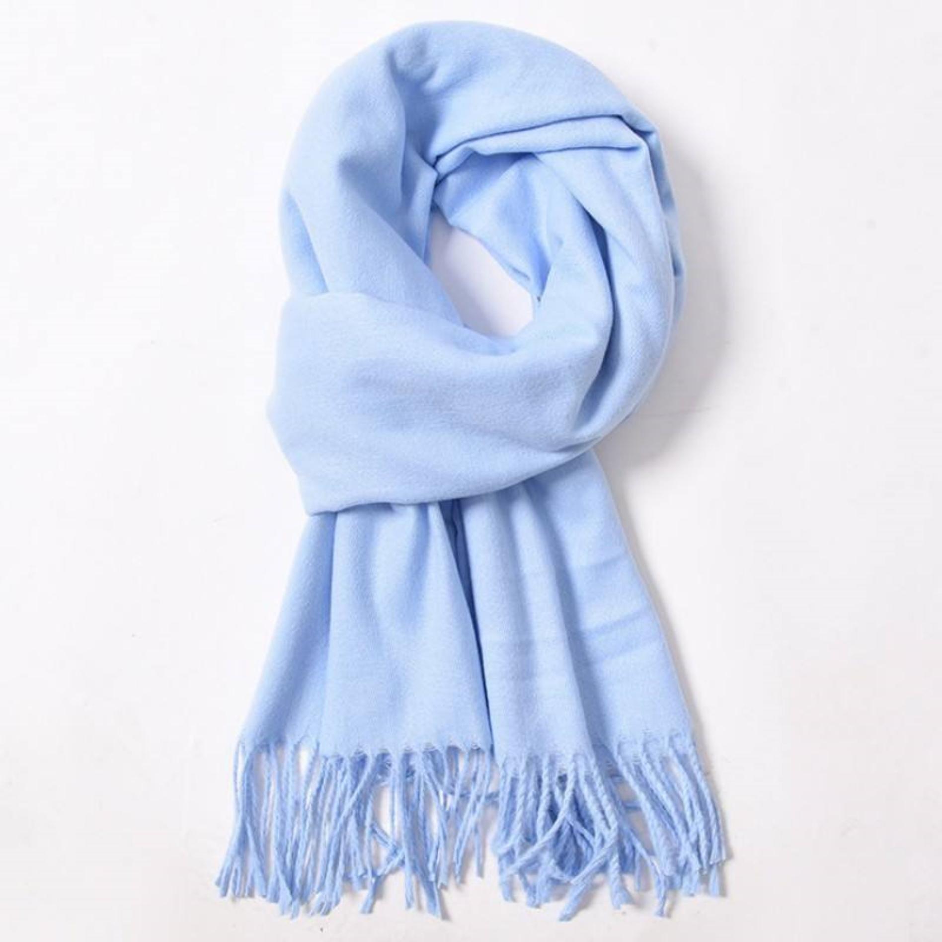 Light Blue Pashmina, Blanket Shawl - Lightweight Wide Scarf and Wrap