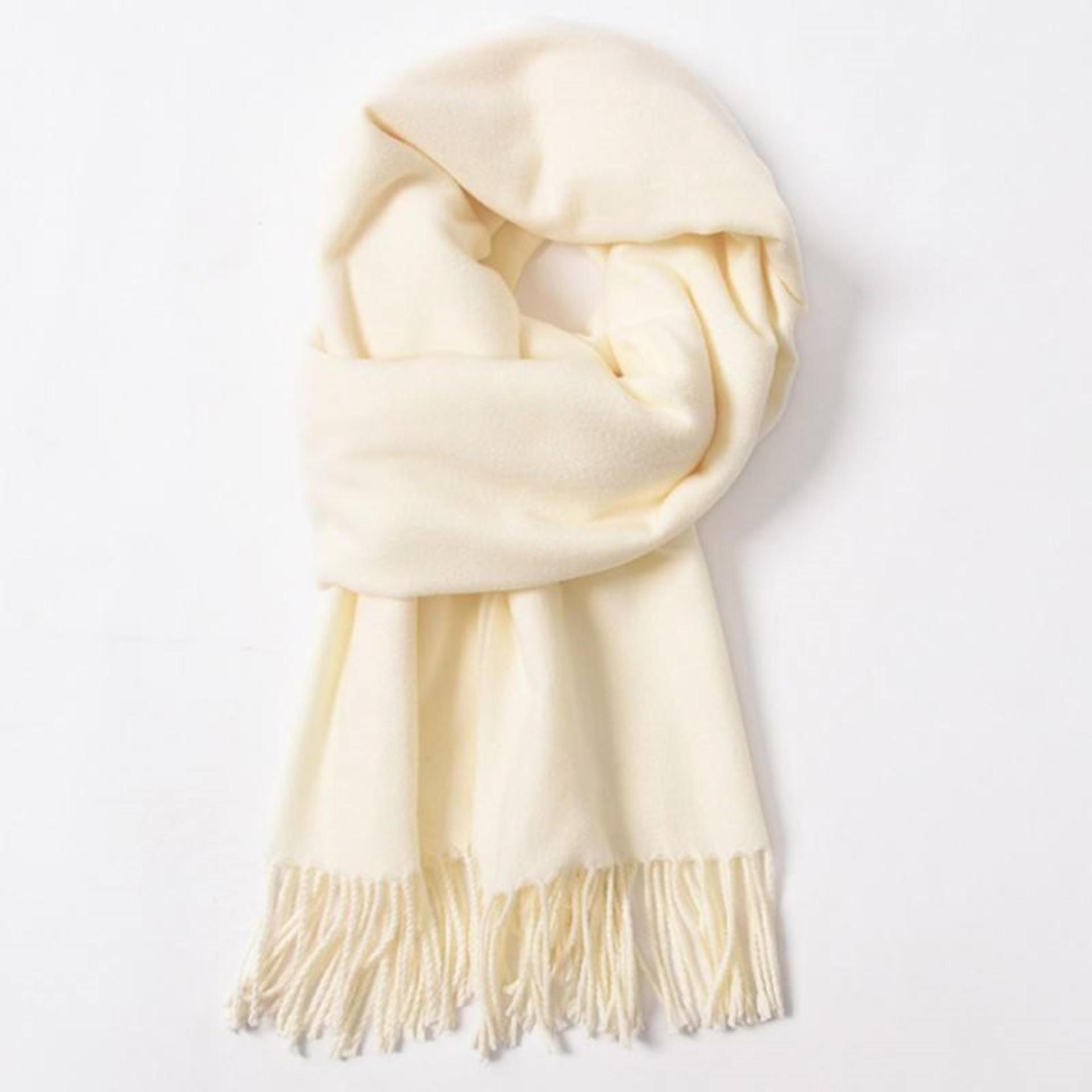 Creamy White Pashmina, Blanket Shawl - Lightweight Wide Scarf and Wrap
