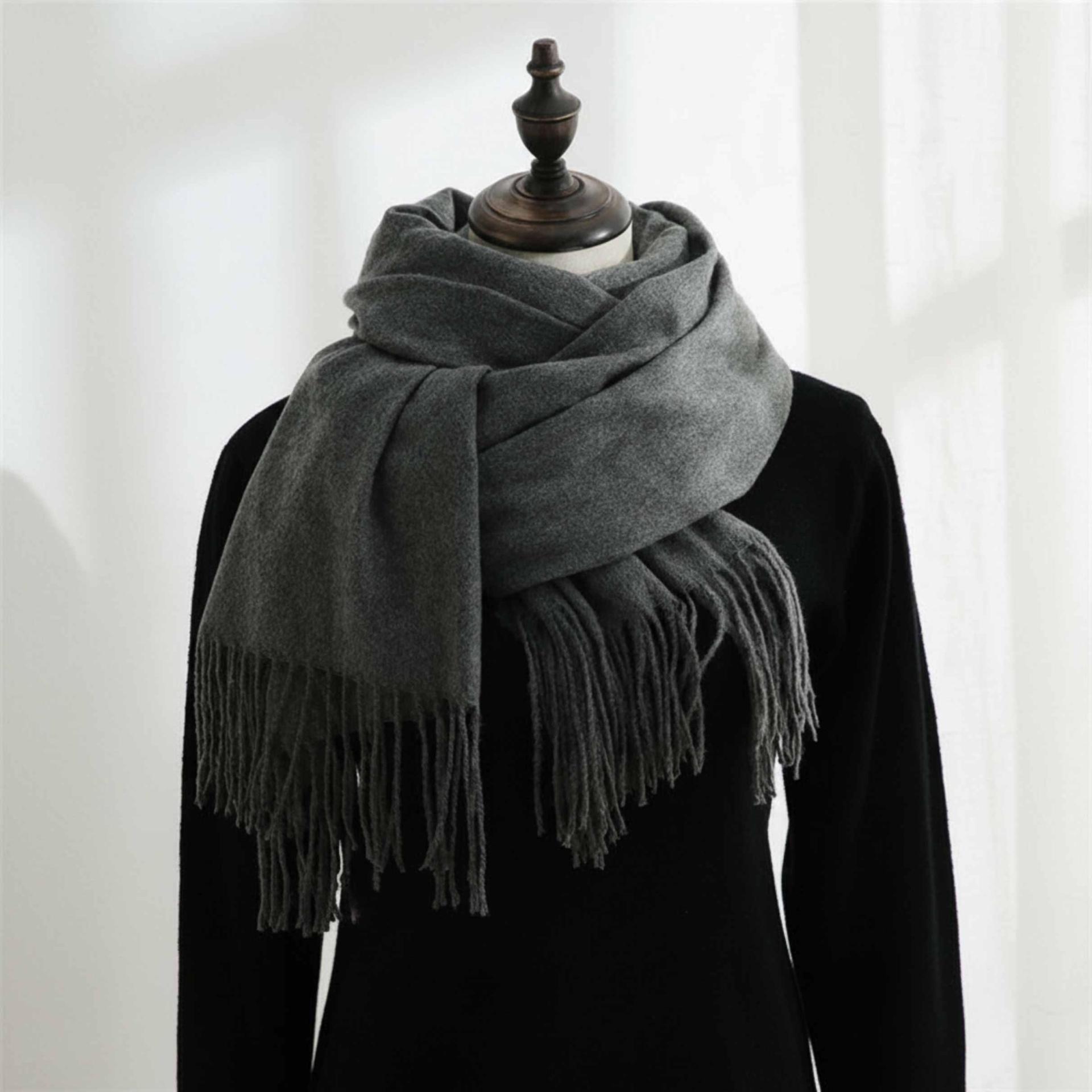 Dark Grey Pashmina, Blanket Shawl - Lightweight Wide Scarf and Wrap