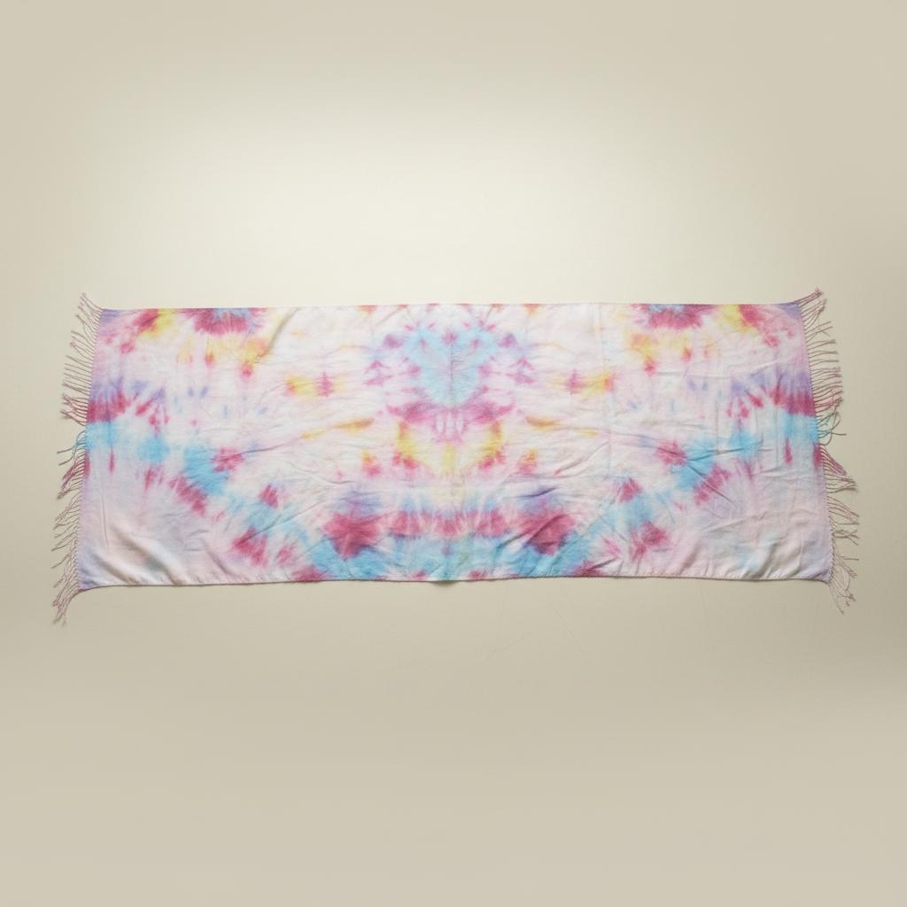 Hand Dyed Tie Dye Pashmina, Blanket Shawl, Wide Scarf, Head Wrap - Rayon Shawl
