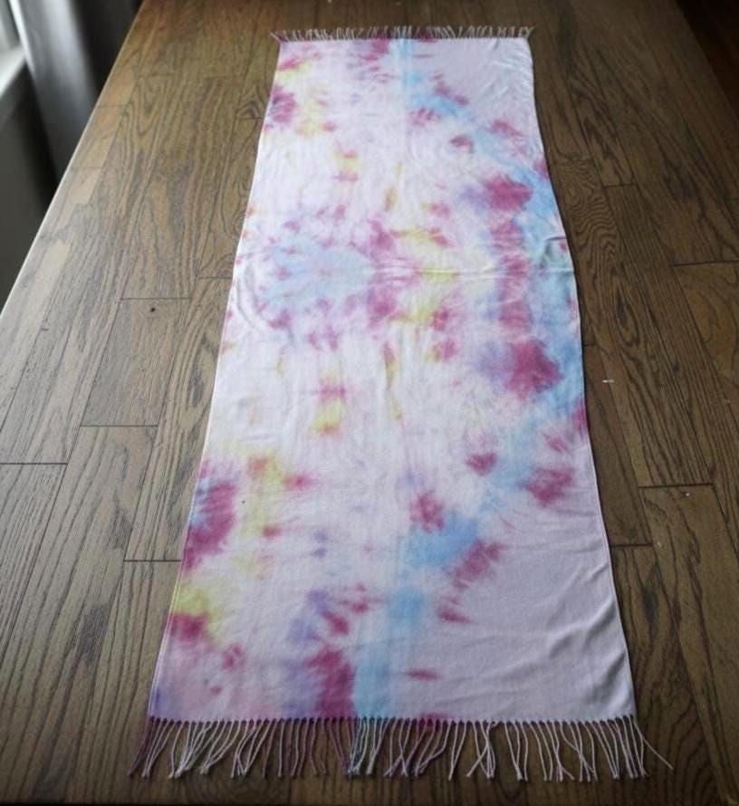 Hand Dyed Tie Dye Pashmina, Blanket Shawl, Wide Scarf, Head Wrap - Rayon Shawl
