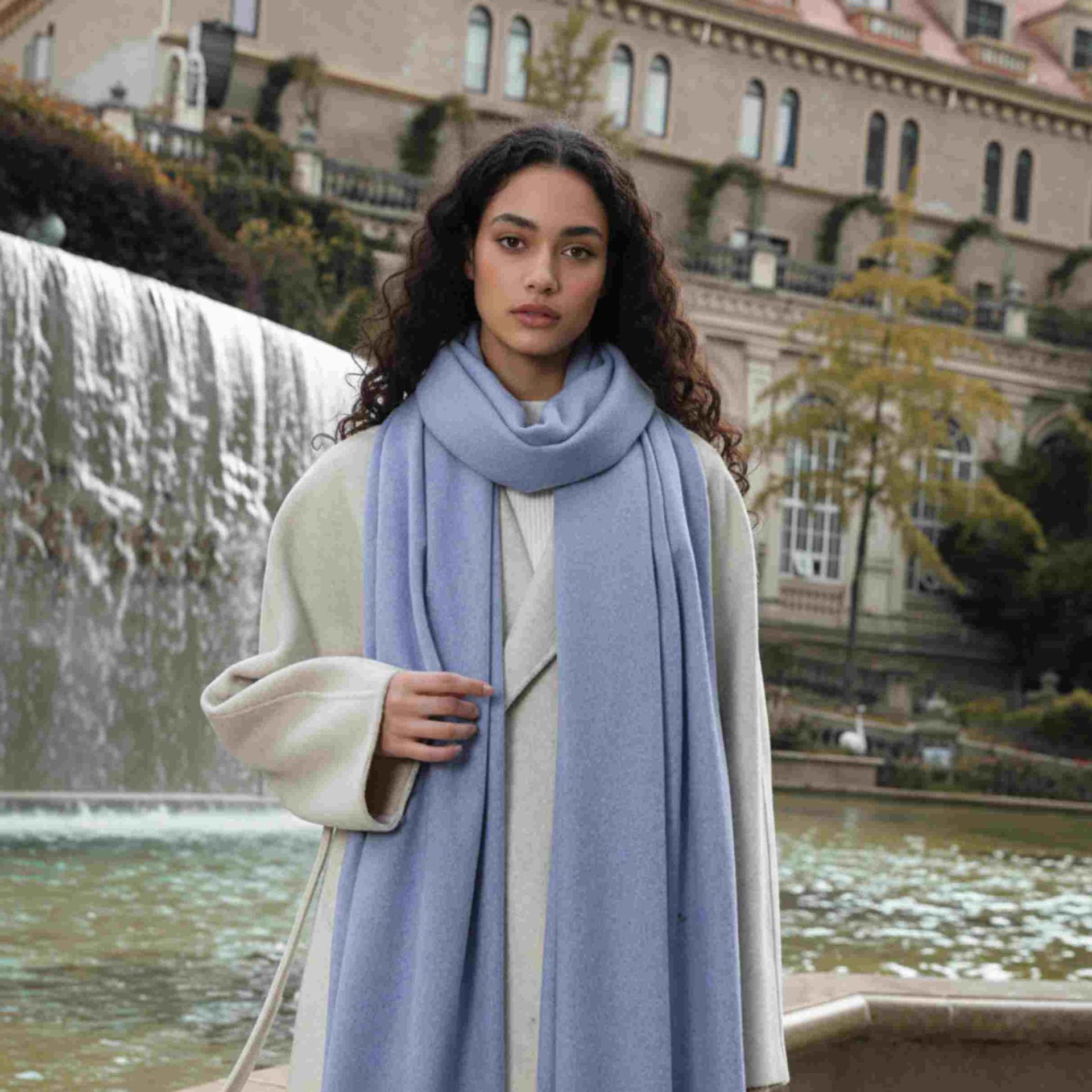 Lavender Blue Blanket Shawl - Thick Wide Scarf - Super Soft Wrap