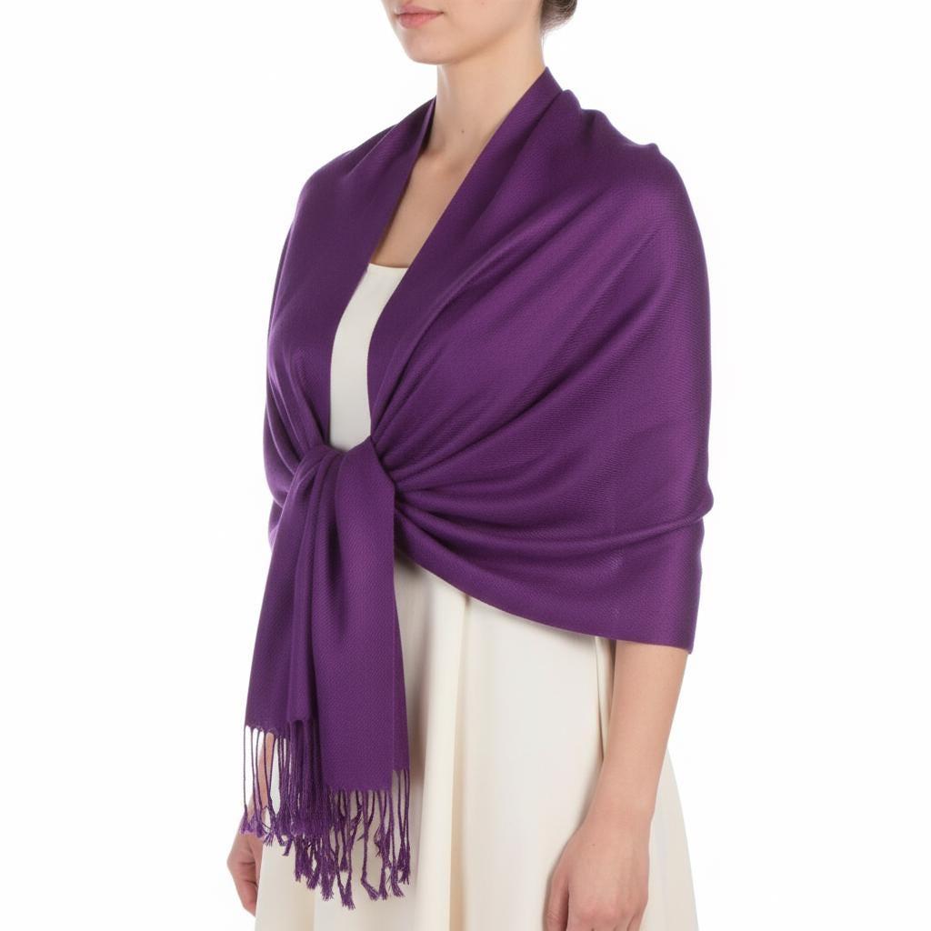 Purple Pashmina, Blanket Shawl - Lightweight Wide Scarf and Wrap