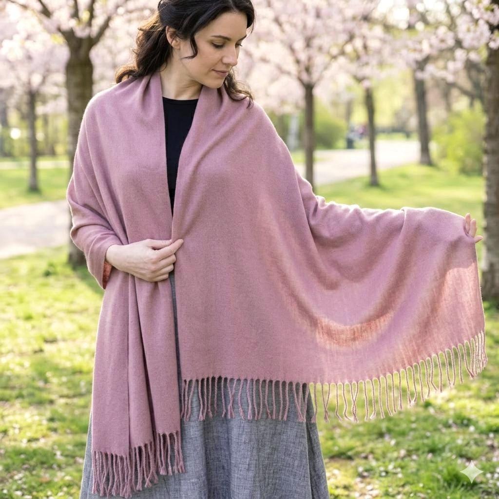 Rose Pashmina, Blanket Shawl - Lightweight Wide Scarf and Wrap