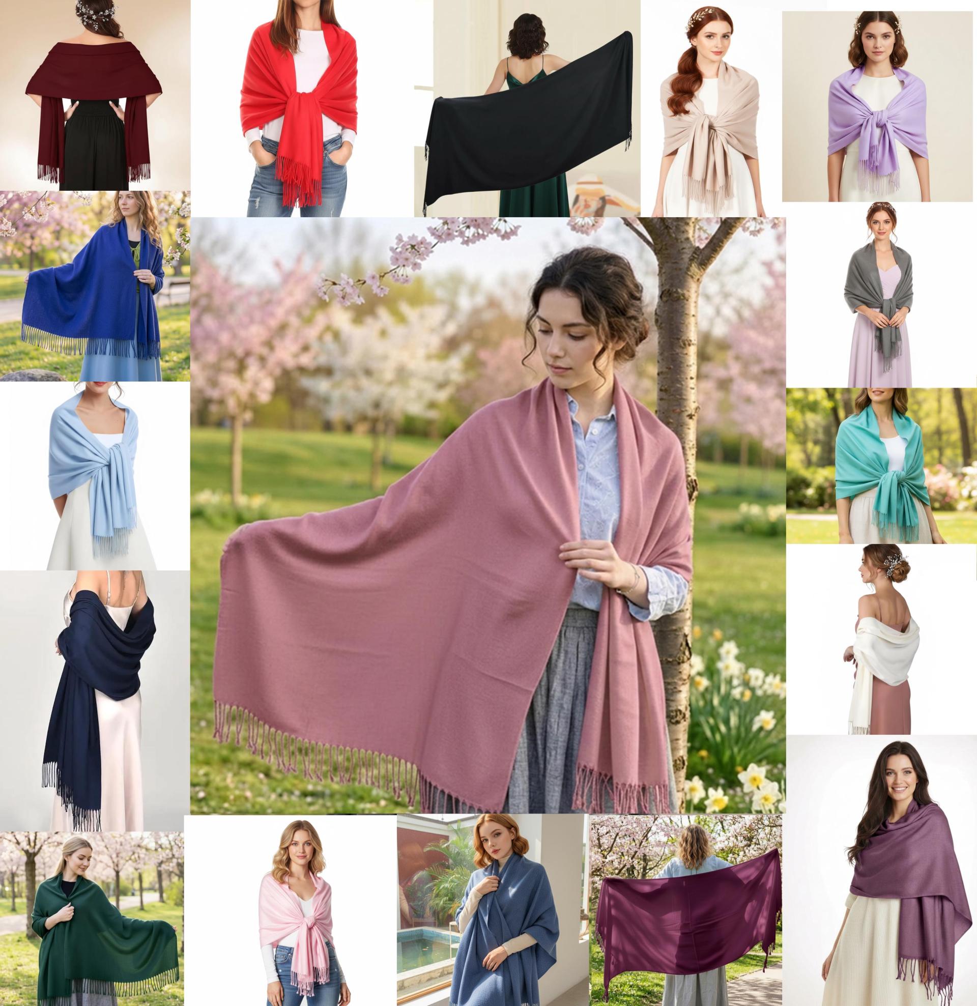 Light Weight Blanket Shawl - 17 Colors - Soft wide Scarf and Wrap