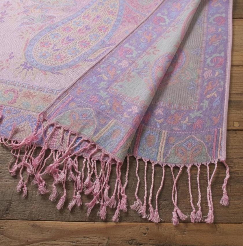 Soft Pashmina Shawl & Scarf for Women, Jacquard Brocade, Lightweight Blanket Shawl