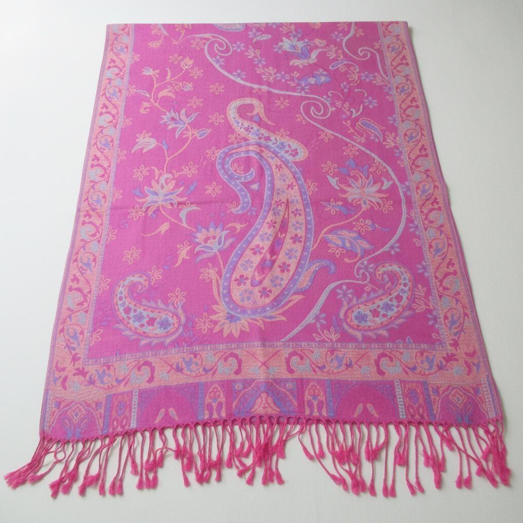 Reversible Soft Pashmina Shawl & Scarf for Women, Jacquard Brocade, Shawl, Sarong or Head Wraps