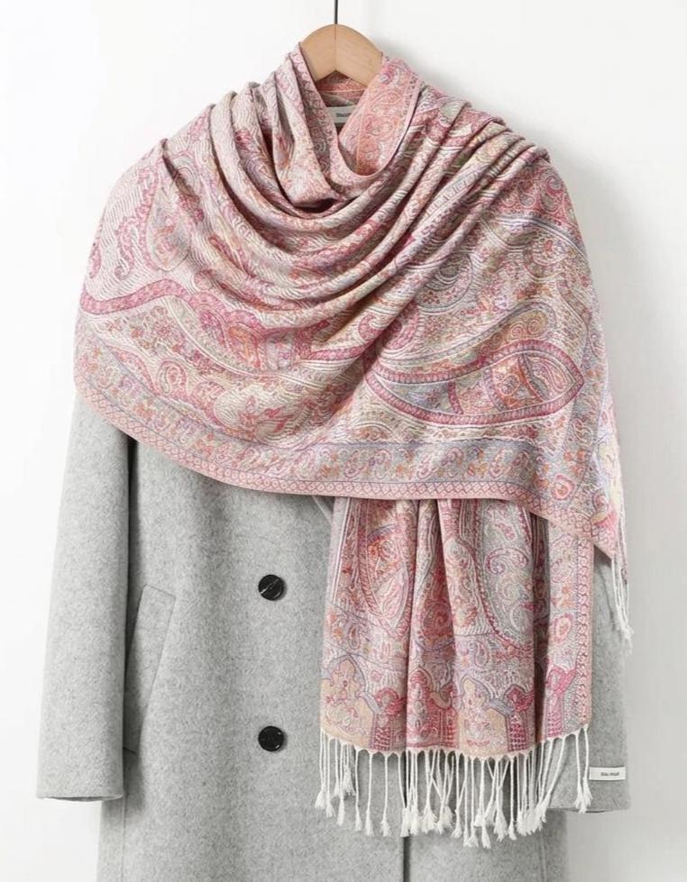 Soft Pashmina Shawl & Scarf for Women, Jacquard Brocade, Shawl, Sarong or Head Wraps