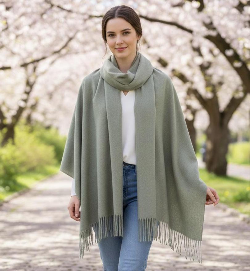 Pashmina Blanket Shawl - Thick Cashmere Wool Blend - Super Soft Wrap