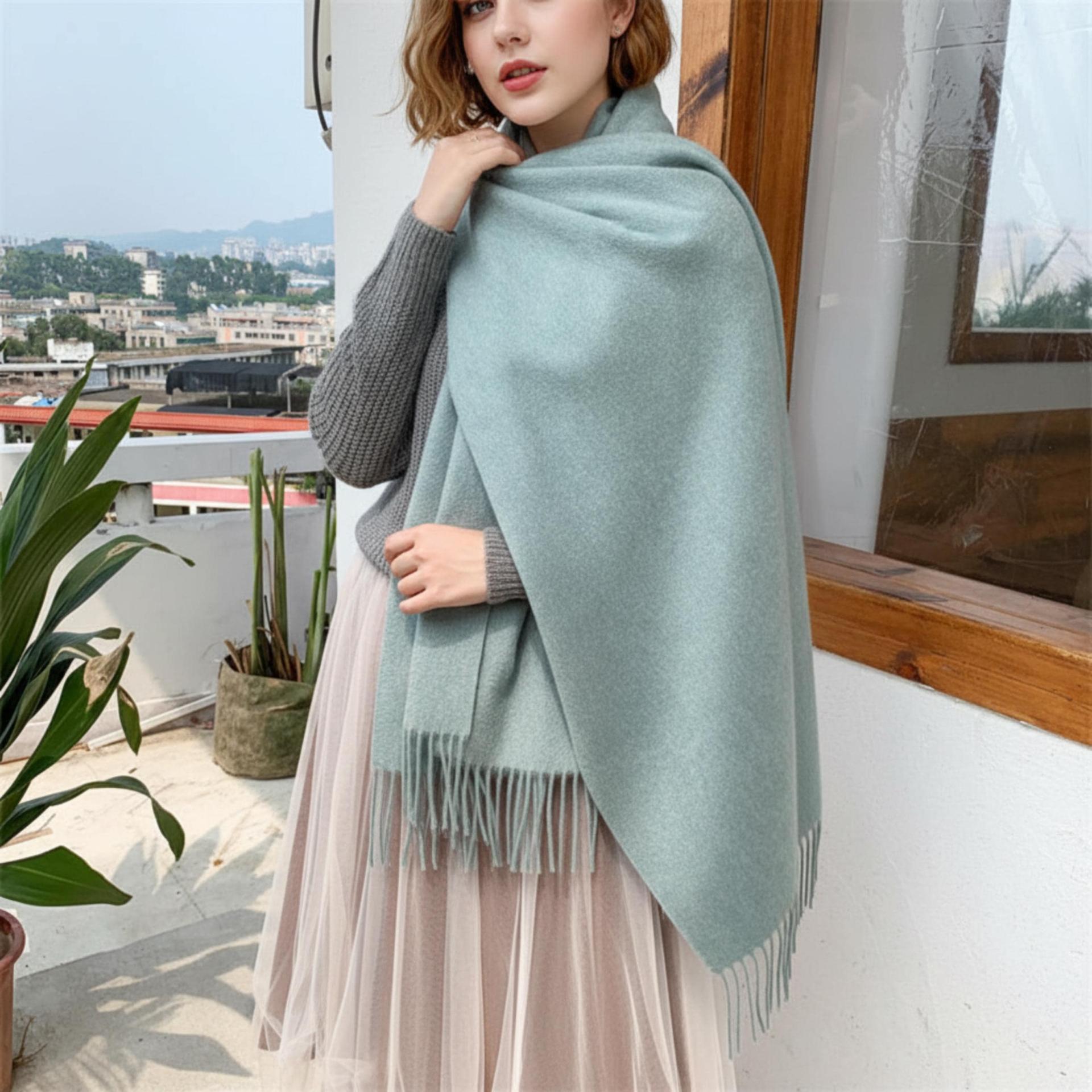 Turquoise Blanket Shawl - Thick Super Soft Wrap