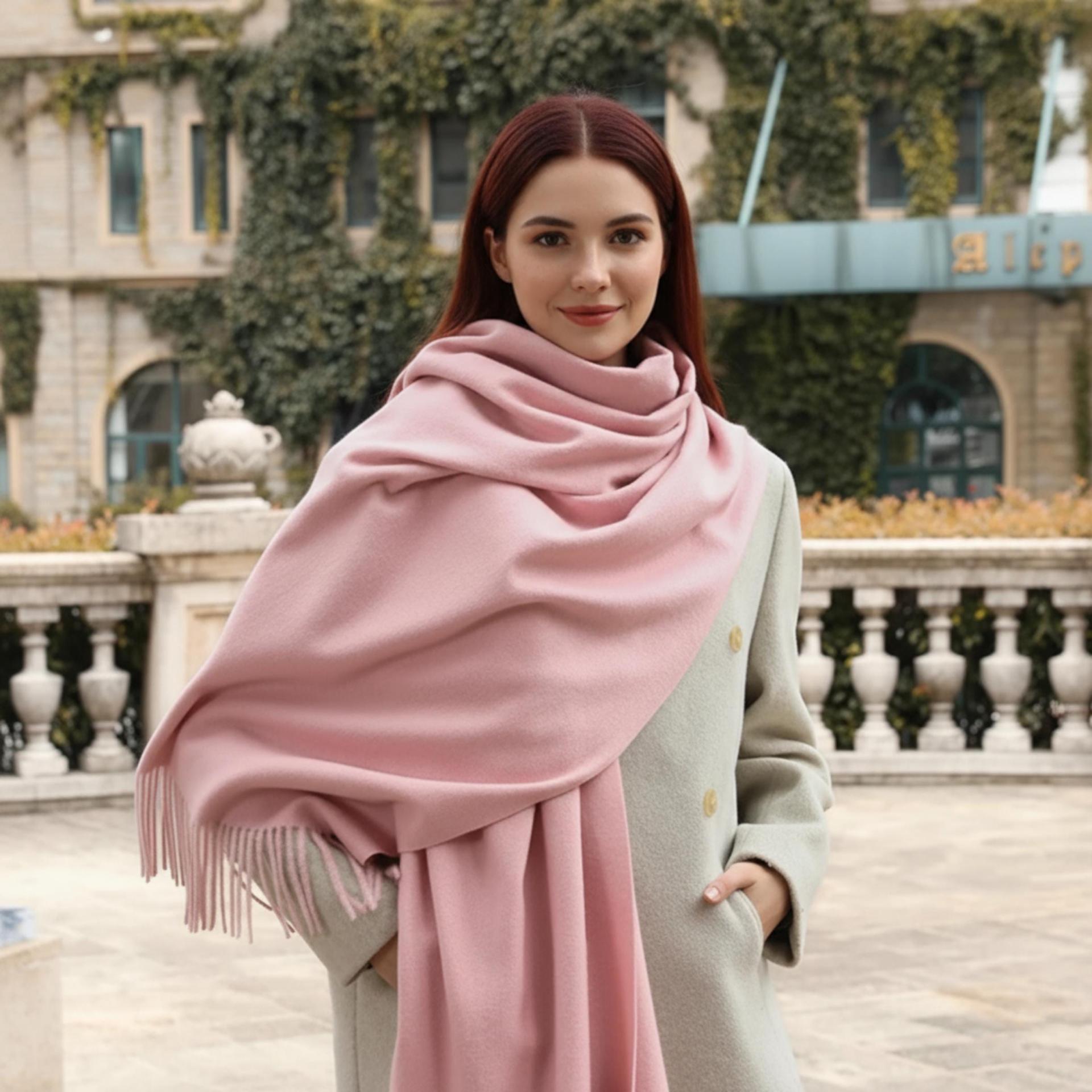 Pink Blanket Shawl - Thick Wide Scarf - Pashmina Super Soft Wrap