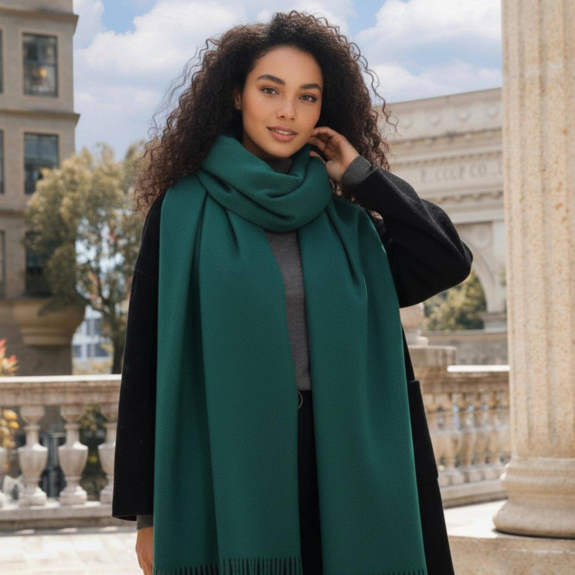 Emerald Blanket Shawl - Thick Wide Scarf - Pashmina Super Soft Wrap