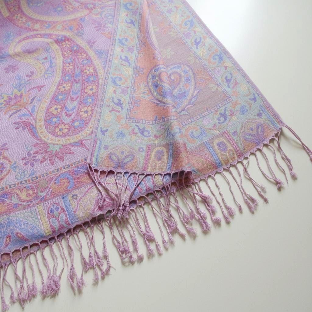 Reversible Soft Pashmina Shawl & Scarf for Women, Jacquard Brocade, Shawl, Sarong or Head Wraps