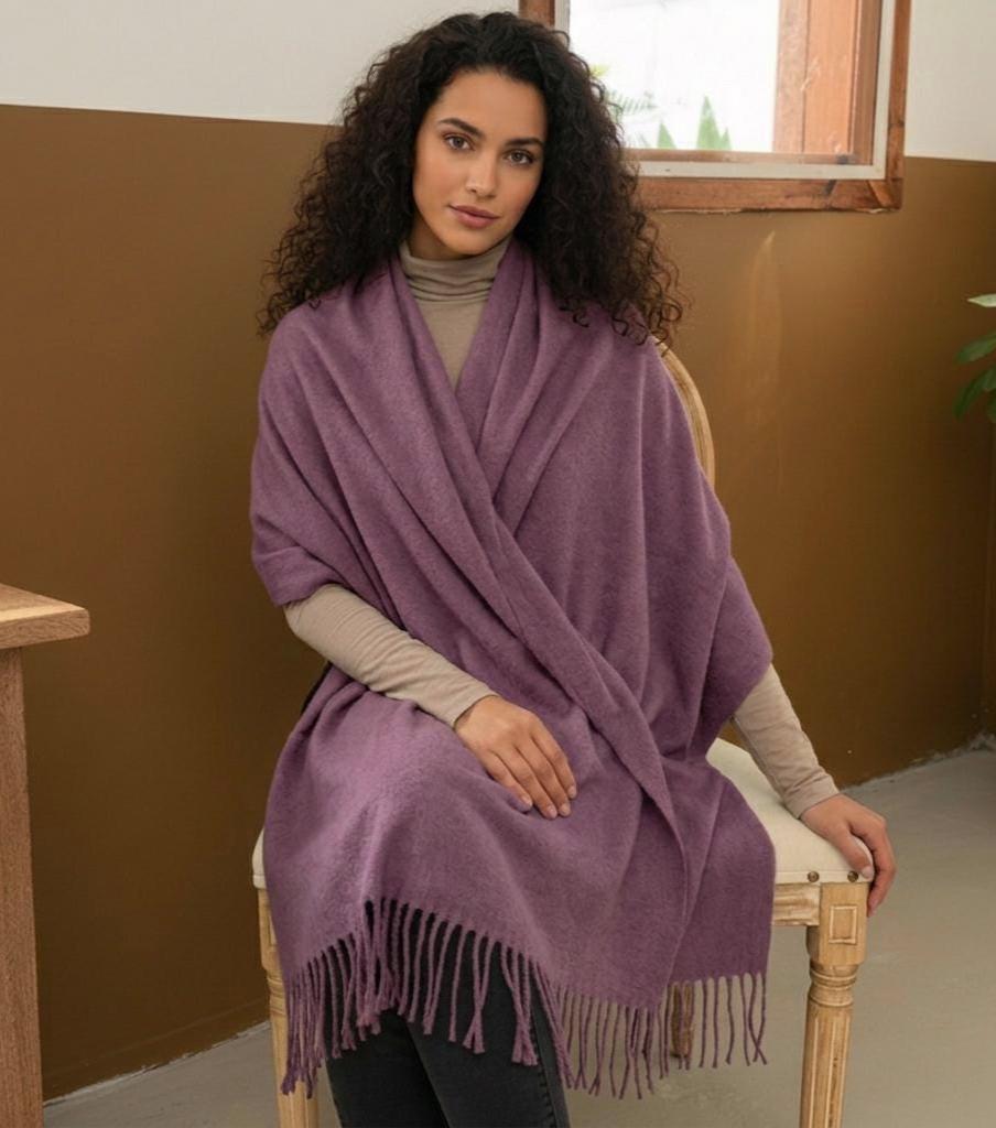 Purple Blanket Shawl - Thick Wide Scarf - Super Soft Wrap