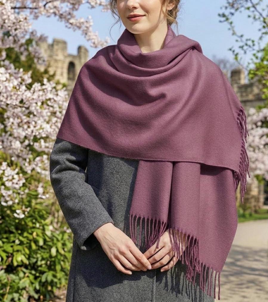 Purple Blanket Shawl - Thick Wide Scarf - Super Soft Wrap
