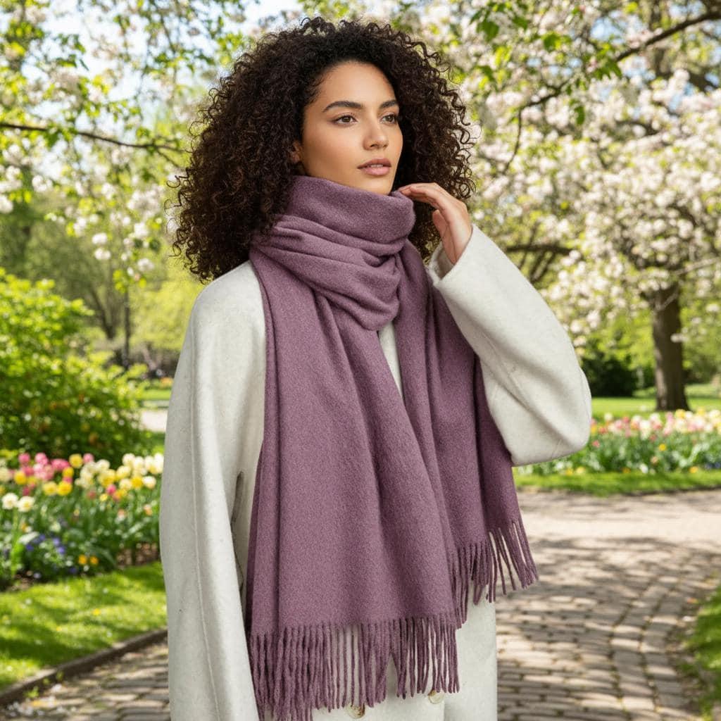 Purple Blanket Shawl - Thick Wide Scarf - Super Soft Wrap