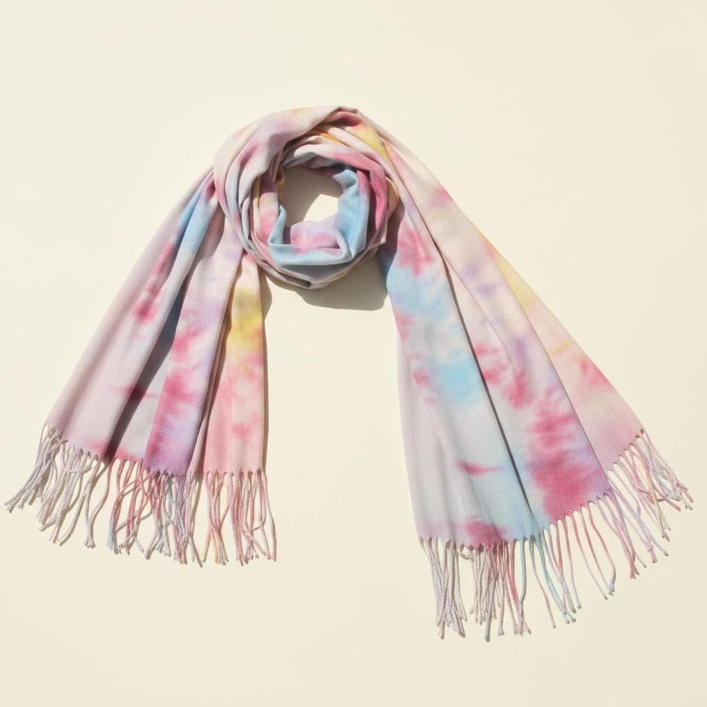 Hand Dyed Tie Dye Pashmina, Blanket Shawl, Wide Scarf, Head Wrap - Rayon Shawl