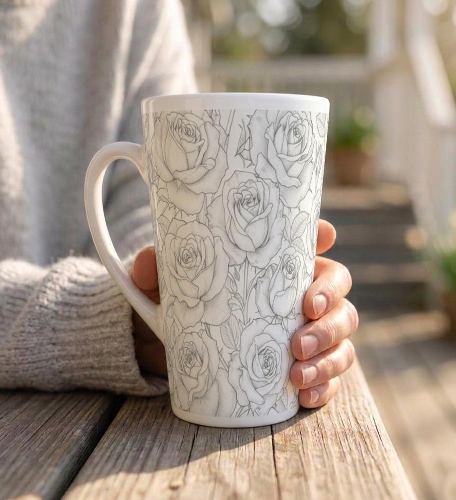 Latte 17oz Ceramic Mug - Coffee or Tea Cup, Extra Tall