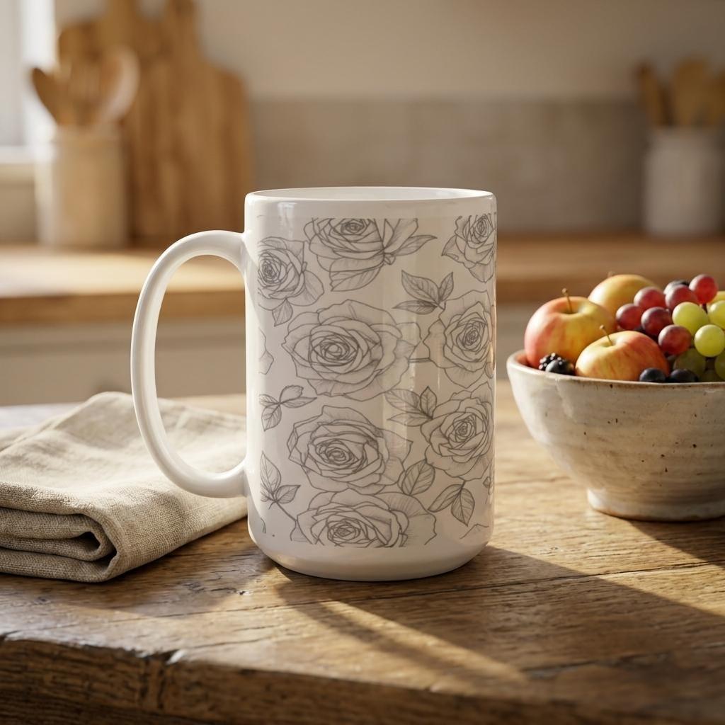 Floral Cups -  Large and Small Ceramic Mugs