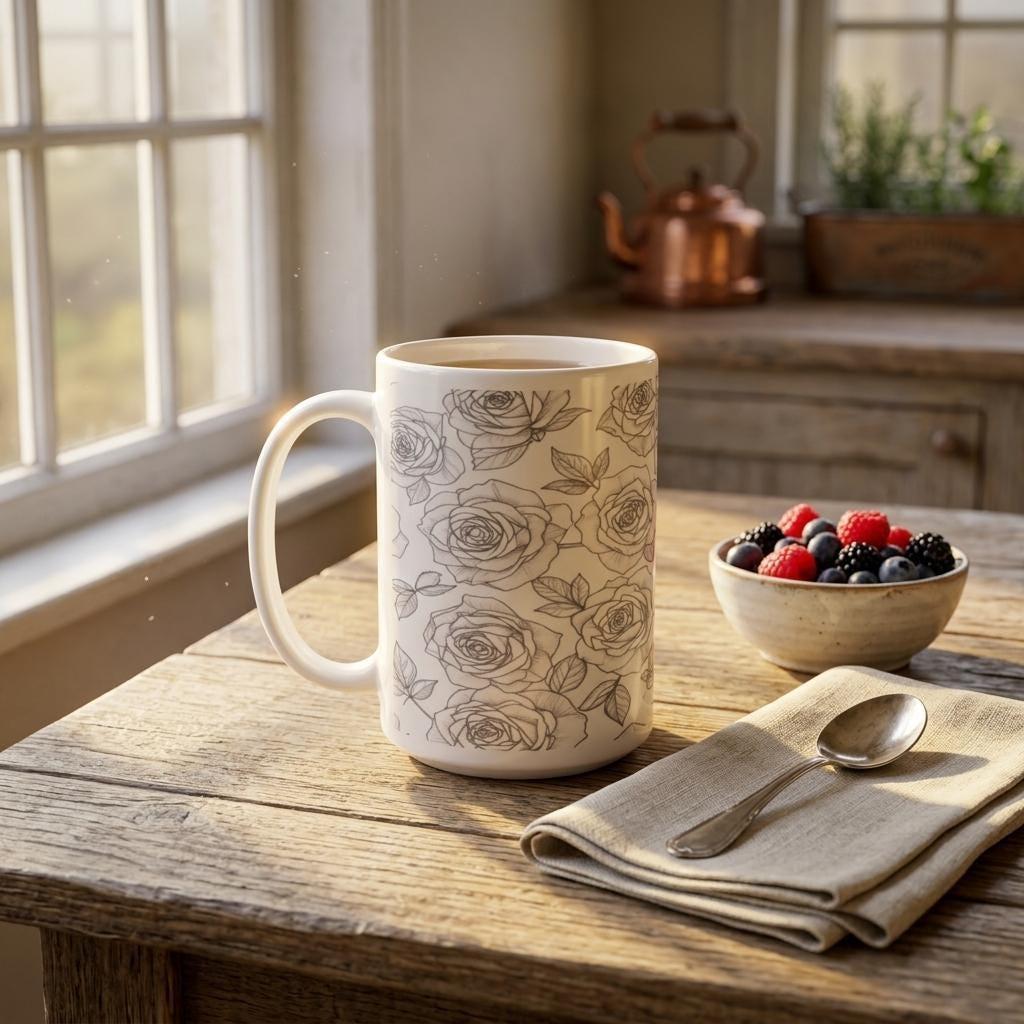Floral Cups -  Large and Small Ceramic Mugs