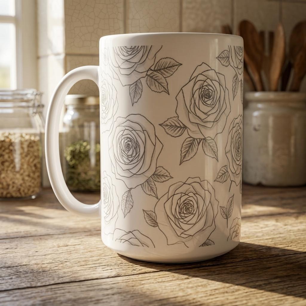 Floral Cups -  Large and Small Ceramic Mugs