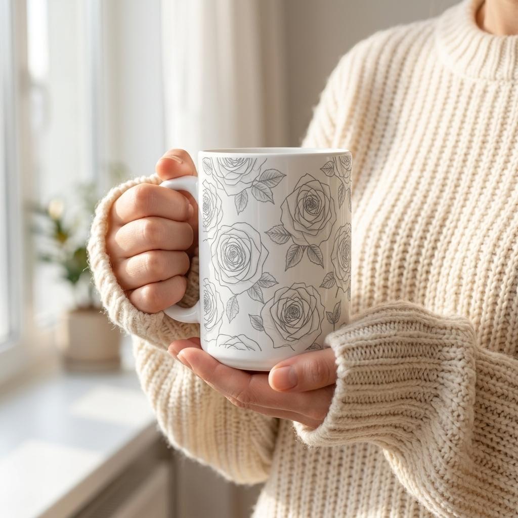 Floral Cups -  Large and Small Ceramic Mugs