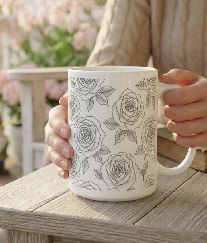 Floral Cups -  Large and Small Ceramic Mugs